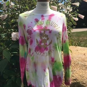 Sparkle Tie-Dye Long Sleeve Rhody Dog Logo Shirt